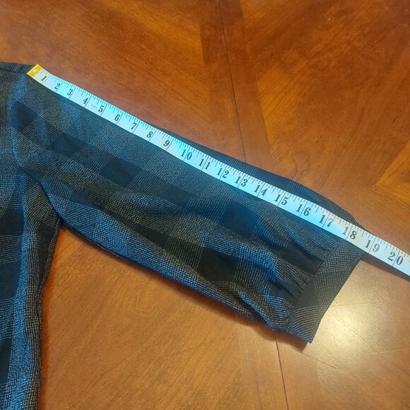 Karl Lagerfeld Paris Black & Grey Plaid top with Pearl Detailing - Picture 14 of 16